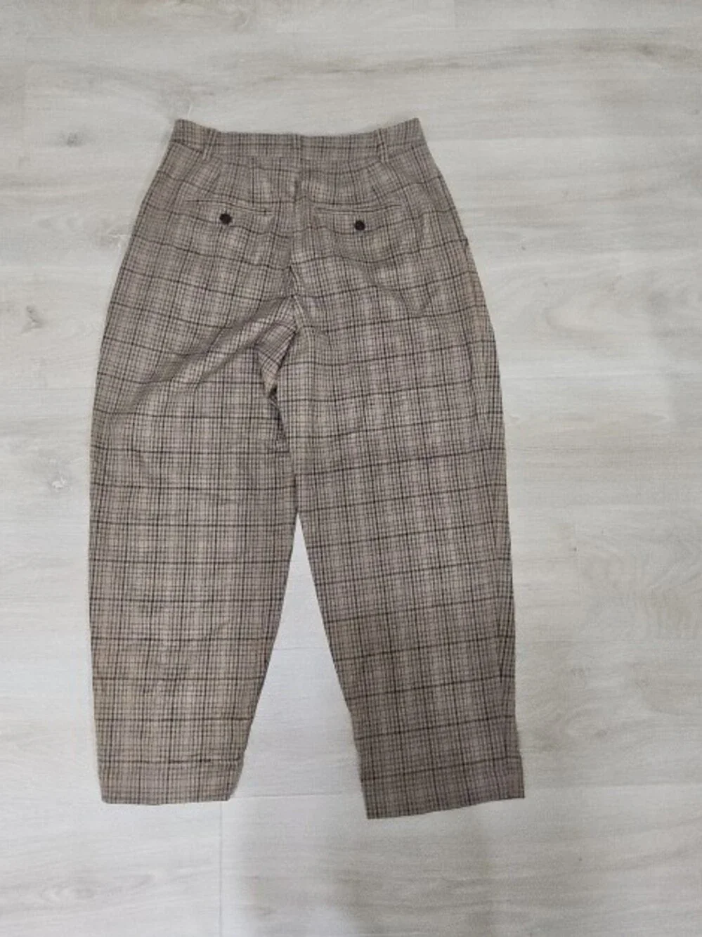 Madewell Brown Checked Pleated Trousers